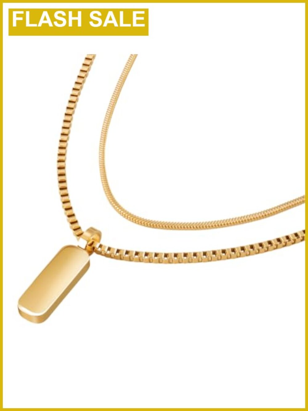 Minimal Pendant Necklace Duo 316L Stainless Steel Waterproof Unisex